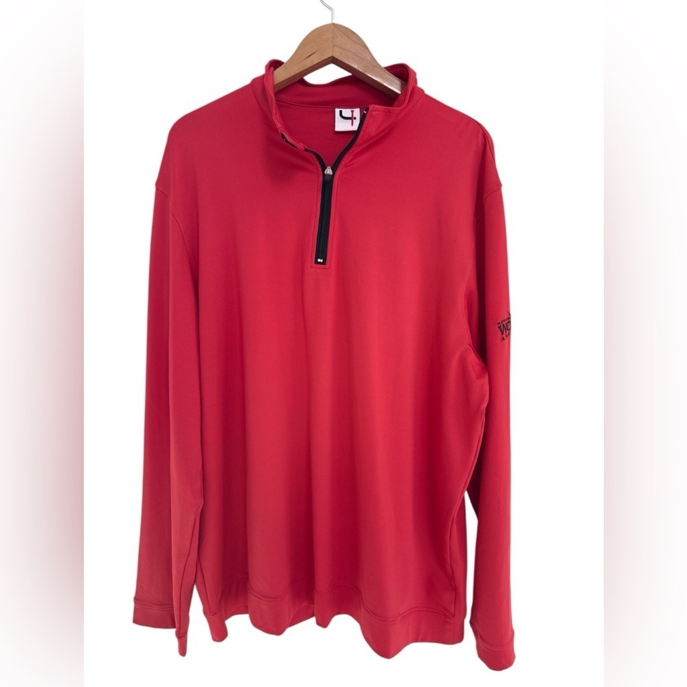 Short Par 4 Red Men’s Quarter-Zip Golf Shirt Long Sleeve Size XL